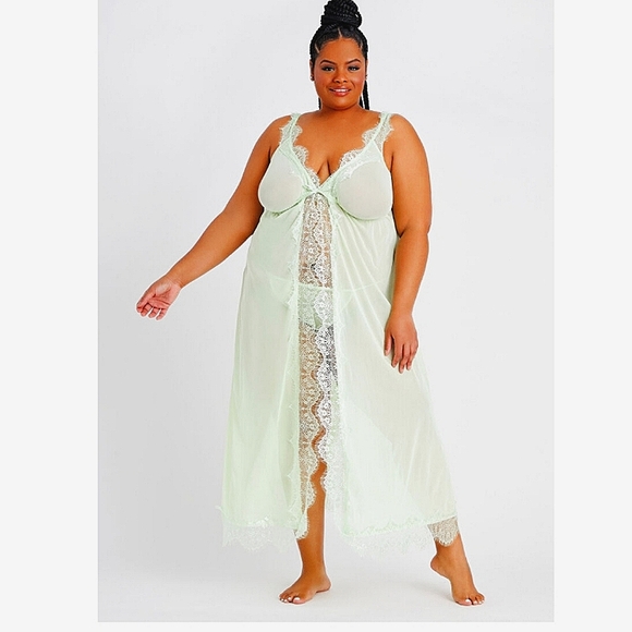 Ashley Stewart Other - Valentine Day New A. Stewart sexy lace gown and panties set 3x pale lime green